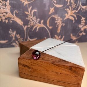 Antique Purple Glass Topped Hatpin 9" Long Victorian Cottage Core Hat Pin